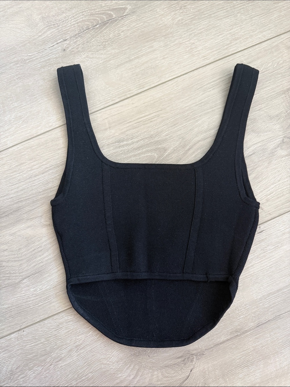 Babaton Black Ribbed Square-Neck Tank - Picture 2 of 2